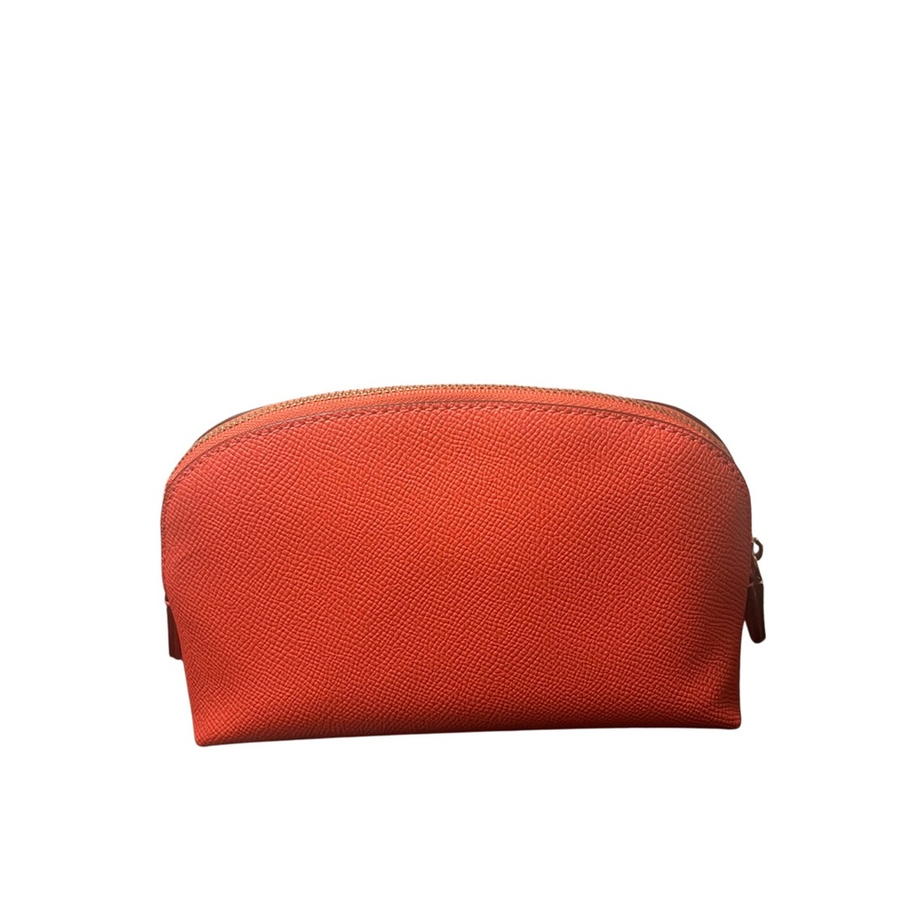 Coach Coral Orange Crossgrain Leather Cosmetic Case - Picture 3 of 13
